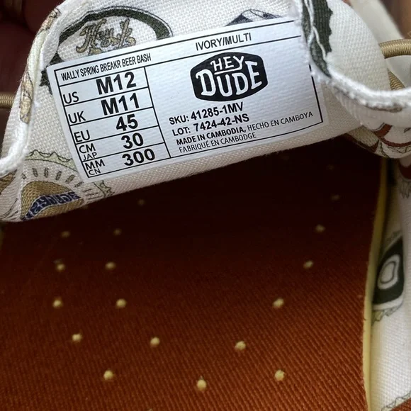 NEW Hey Dude Wally Spring Breaker Beer Bash Slip On Loafers Men’s Shoe Size 12 - Picture 10 of 10